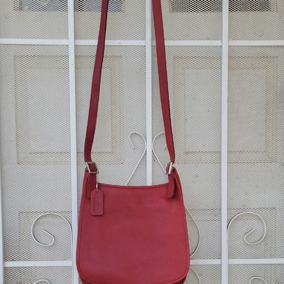 VINTAGE COACH Shoulder Red Bag Leather 9135 - Picture 3 of 10